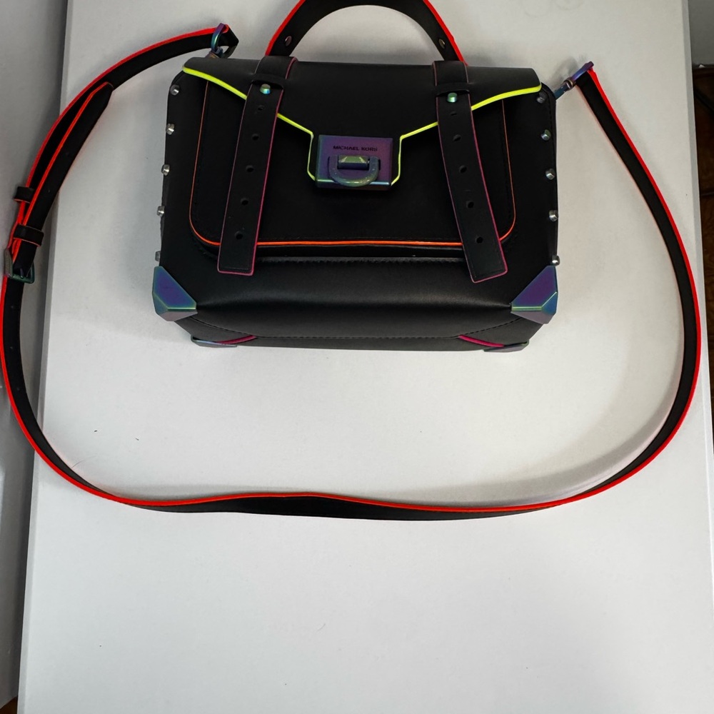 Michael Kors Black Satchel with Multicolor Trim - Picture 3 of 16